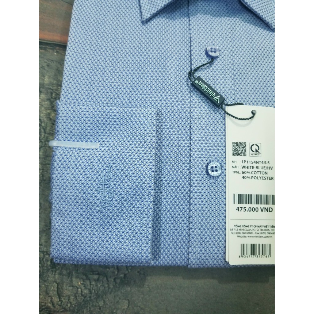 Aó sơ mi nam Việt Tiến dài tay mã 1P1154NT4  chính hãng ,cao cấp - form suông REGULAR - tà bầu ,họa tiết .SHOP HỨA