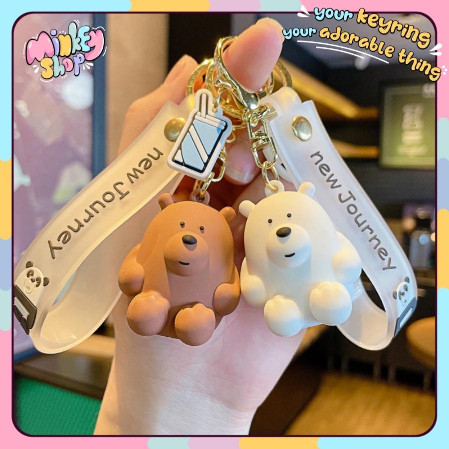 Móc khóa Gấu mập JOU dễ thương phụ kiên ô tô, túi xách, ba lô cute 02MKG -Minkey