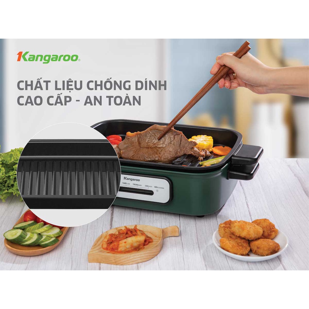 SIÊU PHẨM Nồi Lẩu Nướng - Bếp Lẩu Nướng 3IN1 Kangaroo KG5EGH - Đa Năng Cao Cấp -  Lẩu, Nướng, Hấp