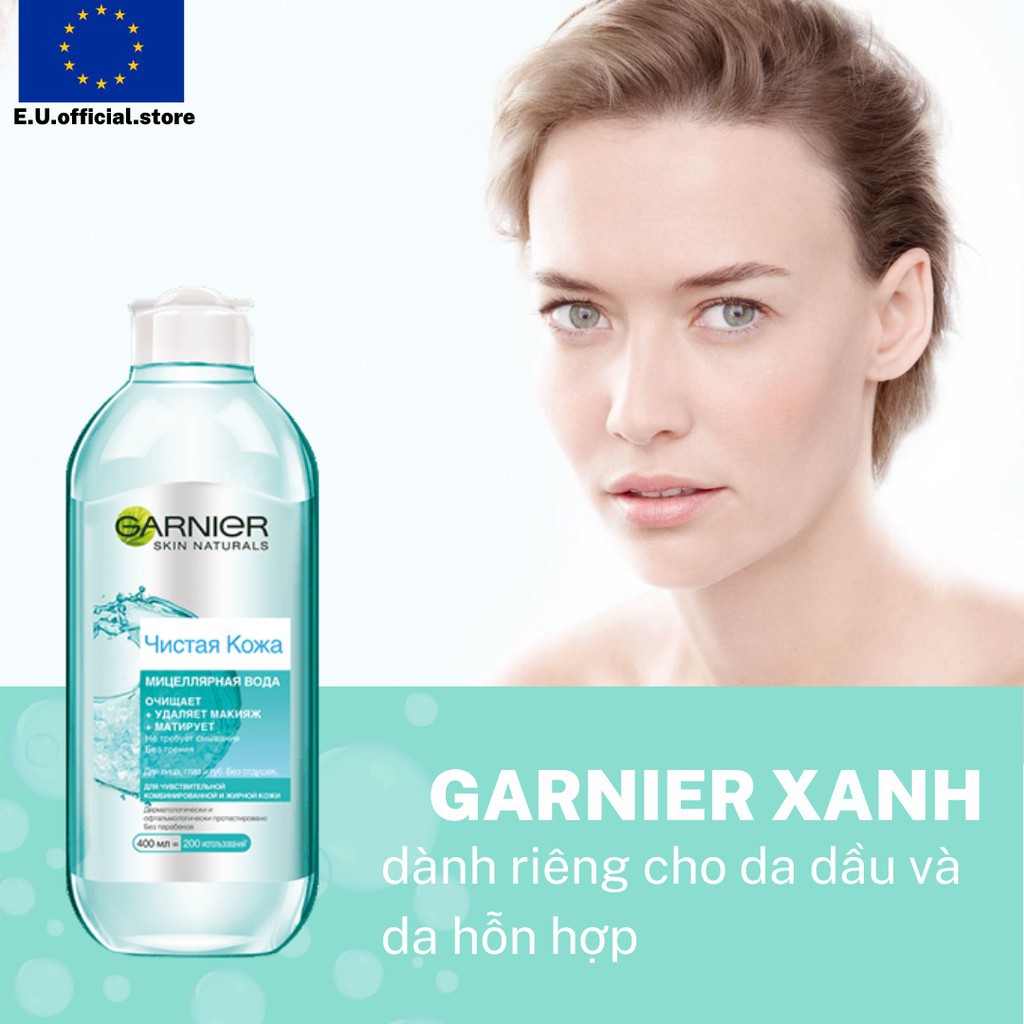 [người bán địa phương] [Loại 400ml] Nước Tẩy Trang Micellar Garnier Hồng/ Vàng/ Xanh Skinactive Cleansing Water