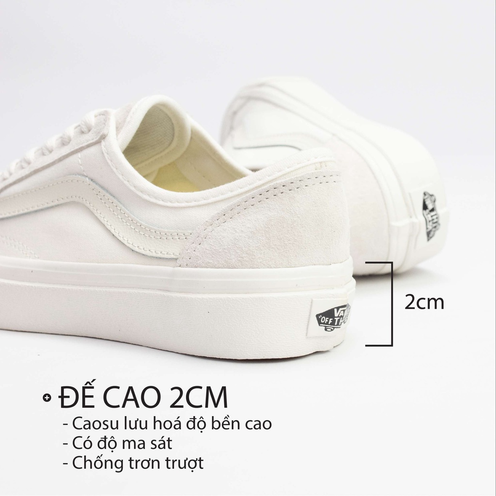Vans style 36 decon CHÍNH HÃNG màu trắng nam nữ, giày vans cao cấp full box