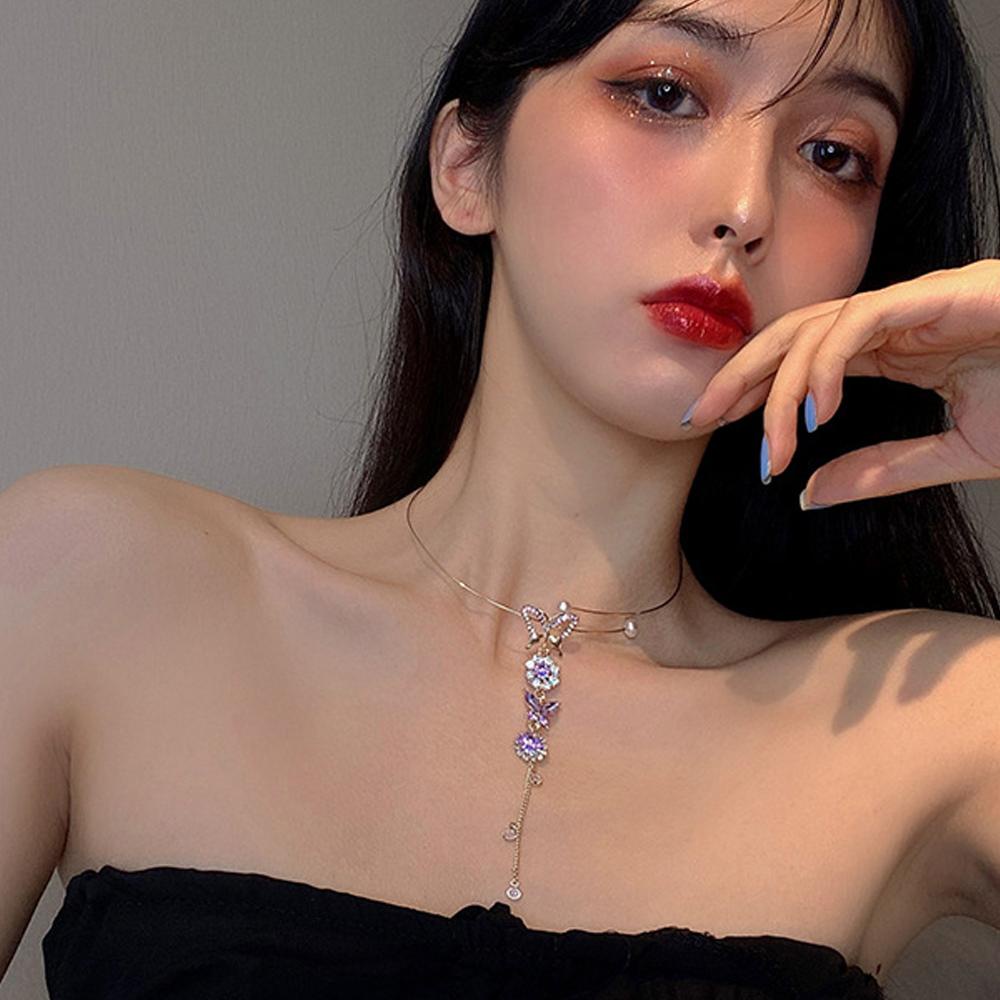 Vòng Cổ Choker Mặt Hoa Tua Rua Thời Trang Cho Nữ