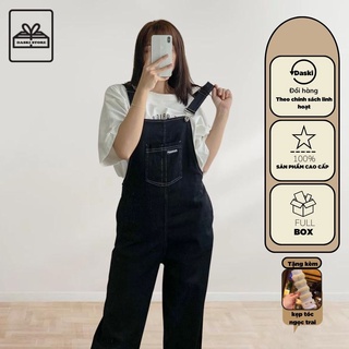 Quần yếm chỉ nổi unisex, Quần yếm 2 dây vải kaki thô Daski
