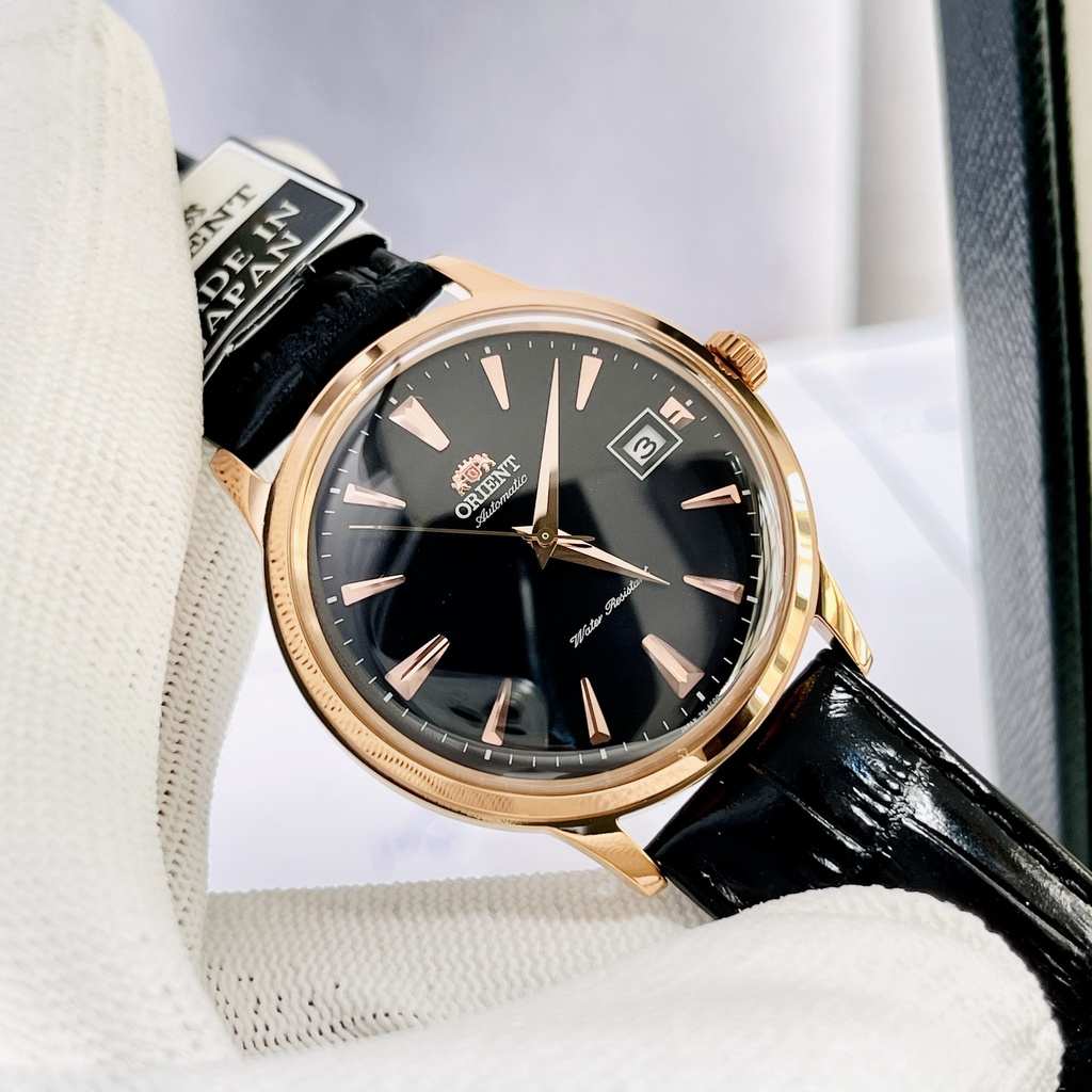 Đồng hồ nam dây da máy cơ cao cấp Orient Bambino V4 FAC08001T0 Mặt đen chống nước 3ATM Bảo hành 1 năm Hyma watch