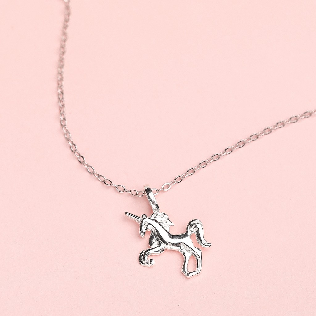 Dây chuyền bạc 925 mặt kỳ lân 1 sừng dày 1mm dài 45cm cho nữ - Mã DCM008 - Charm Bạc 925