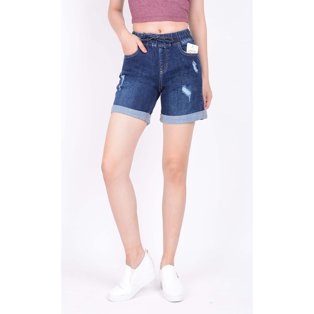 Quần short  jean nữ ngắn đẹp lưng cao cạp chun rách hàng hiệu cao cấp mã 448 VANIZEN