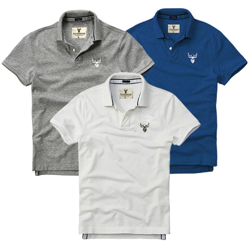 Bộ 3 áo thun cổ bẻ nam Pigofashion AB03 (XáM, trắng,xanh công)