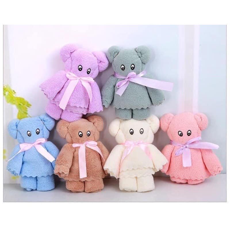SET 2 KHĂN TẮM SIÊU THẤM MỀM MỊN KẾT HÌNH BÉ GẤU SIÊU YÊU