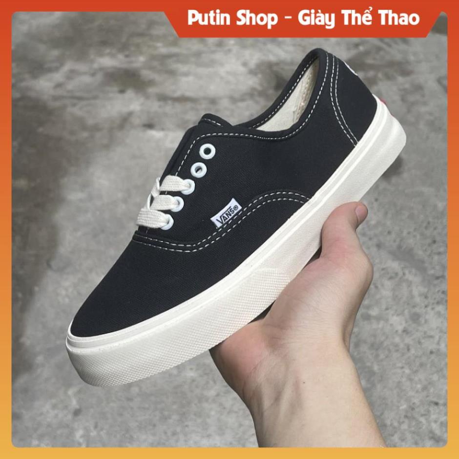 Giày Vans Claisc Lười Vault Đế Kem Nam Nữ, Giầy Van Đen Old  Skoll Full Phụ Kiện Bill Box