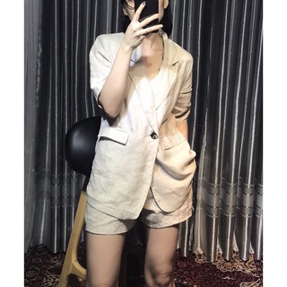 Set Blazer Short- vải Linen Premium