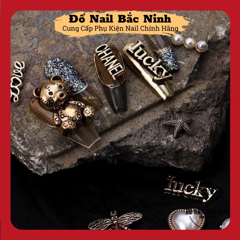Charm Hoạt Hình Kim Loại Gắn Móng Nail Hình Gấu , Trái Tim , Ngôi Sao Siêu Xinh
