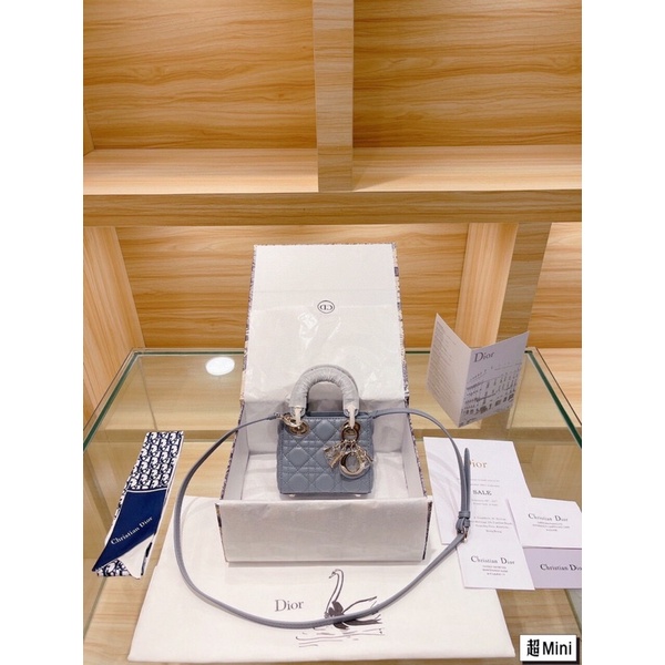 Túi xách Diỏr lady micro sz mini 3 ô chất da thật sz 12cm