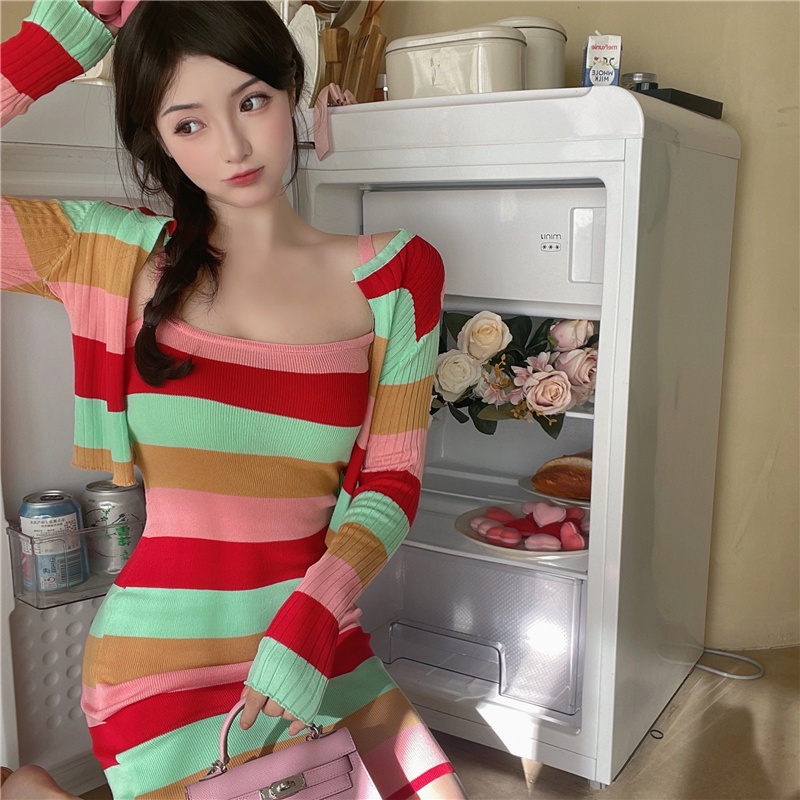 Đầm 2 Dây Nữ Lưng Cao Không Tay Sọc thời trang