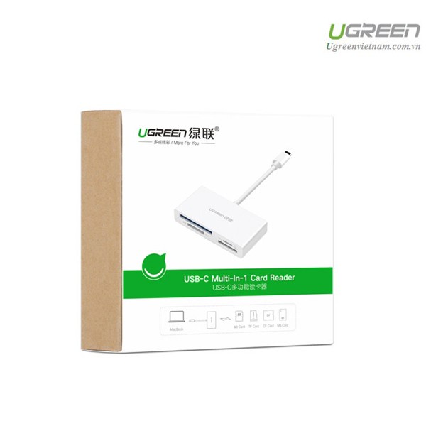 Đầu đọc thẻ USB Type-C cho thẻ nhớ TF/SD/CF/MS Ugreen 40444 cao cấp