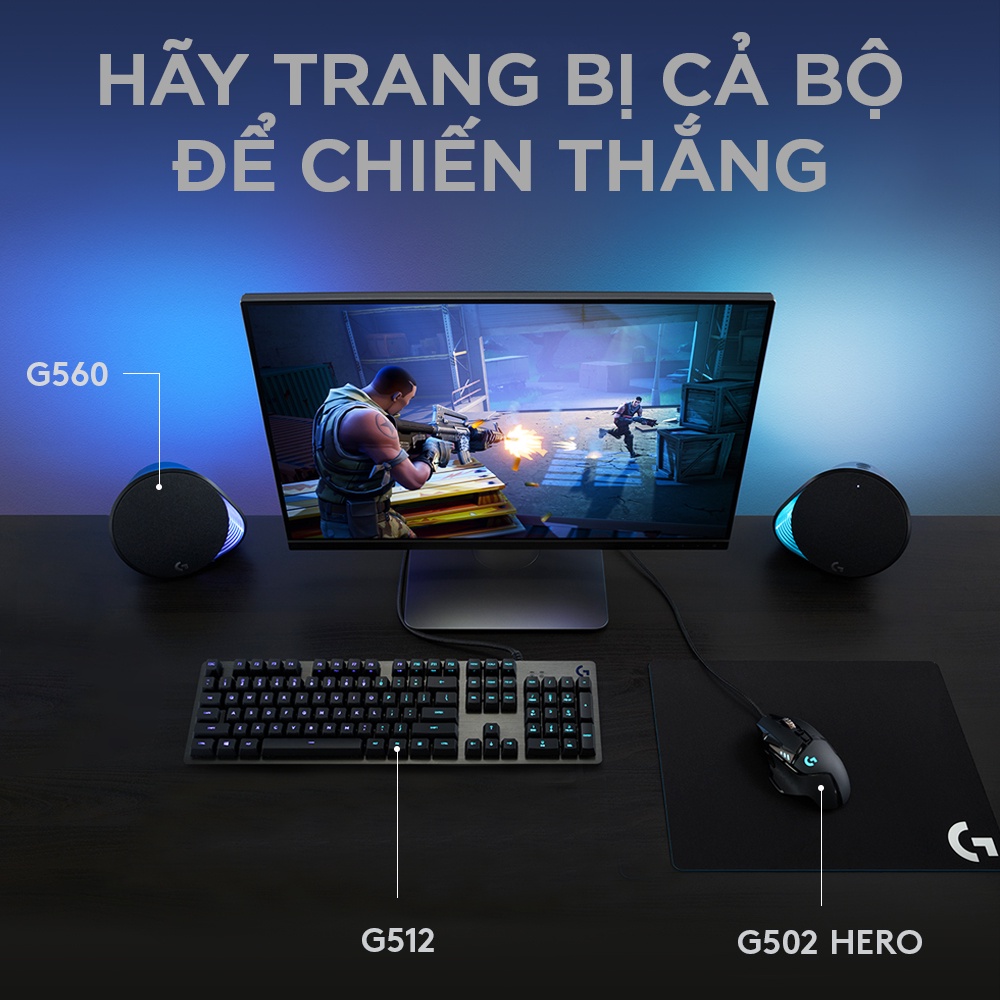 [Mã ELLOGIWL5 giảm 10% đơn 500K] Bàn phím cơ gaming Logitech G512 GX RGB - 3 loại phím cơ GX Switch, cổng USB 2.0