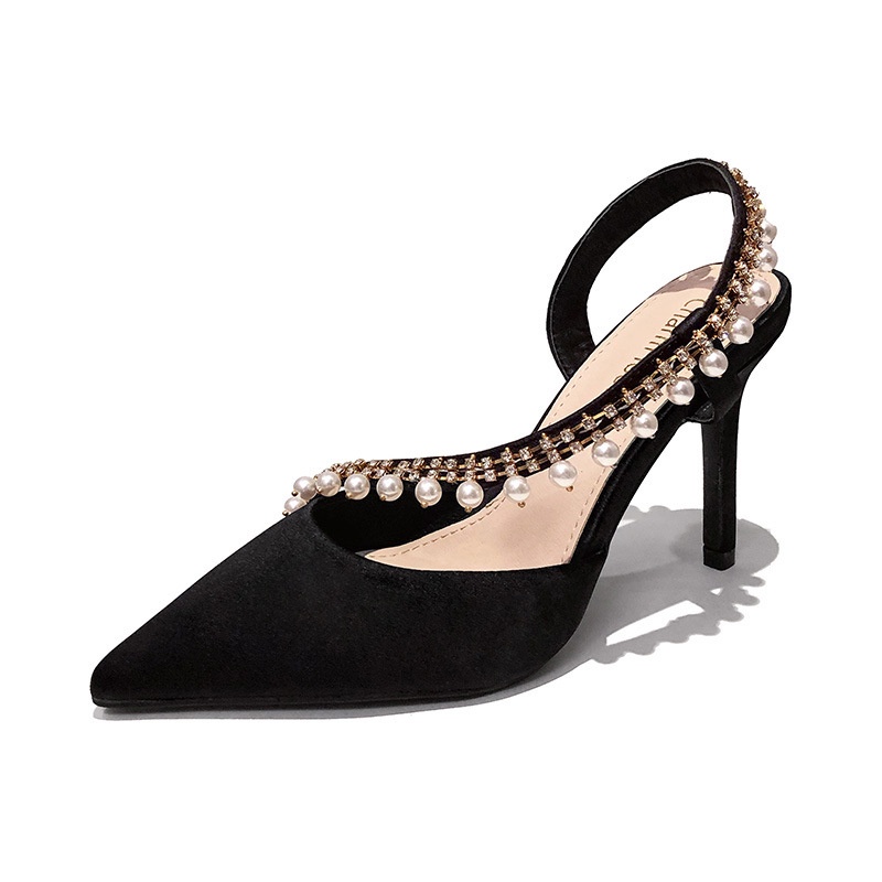 Giày cao gót 9cm IELGY bằng satin đính đá thời trang sang trọng cho nữ