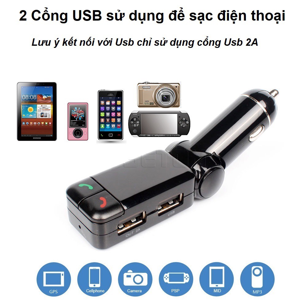 Tẩu Nghe Nhạc Kiêm Cổng Sạc Trên Ô Tô BC06 - Bluetooth – FM Music Car BC06 siêu đa năng