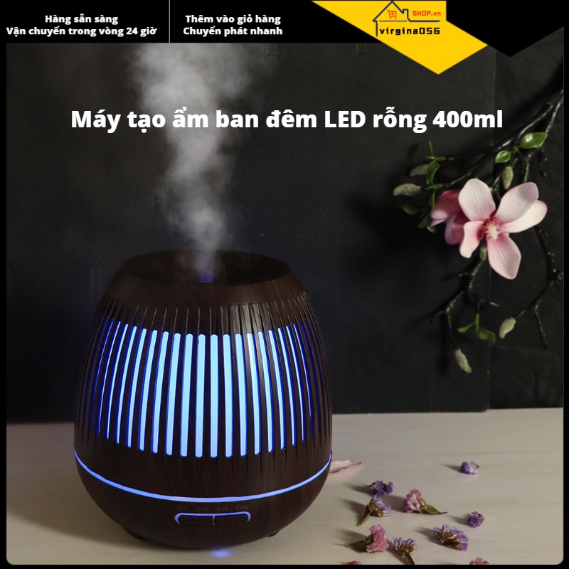 Hàng Hot Máy khuếch tán hương thơm bằng sóng siêu âm 400ml Đèn LED ban đêm Hàng giao ngayVirgina056