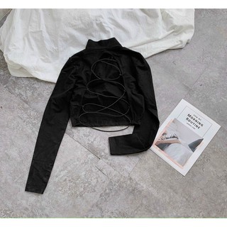 Crop đan dây lưng sẵn cup ngực