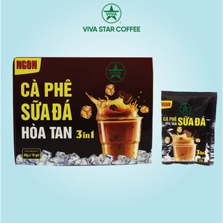 Sài gòn cà phê sữa đá hoà tan hộp 10 gói, 3 trong 1 hiệu Viva Star Coffee thumbnail