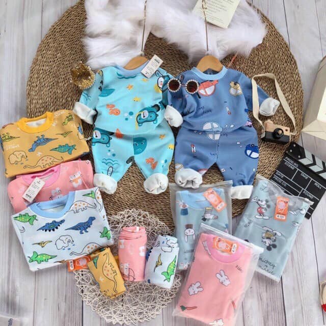 Bộ Nỉ Bông Họa Tiết Chui - Cho Bé Trai và Bé Gái 6kg - 18kg