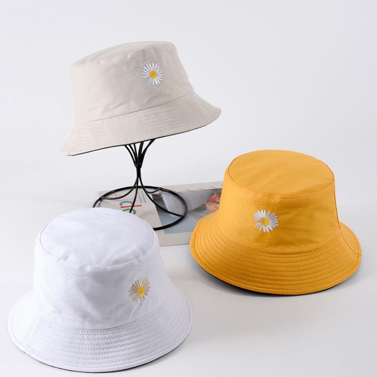 Nón bucket hoa cúc 2 mặt hot trend vành rộng 5.5Cm nam nữ đội được hàng Quảng Châu 3 màu 👒