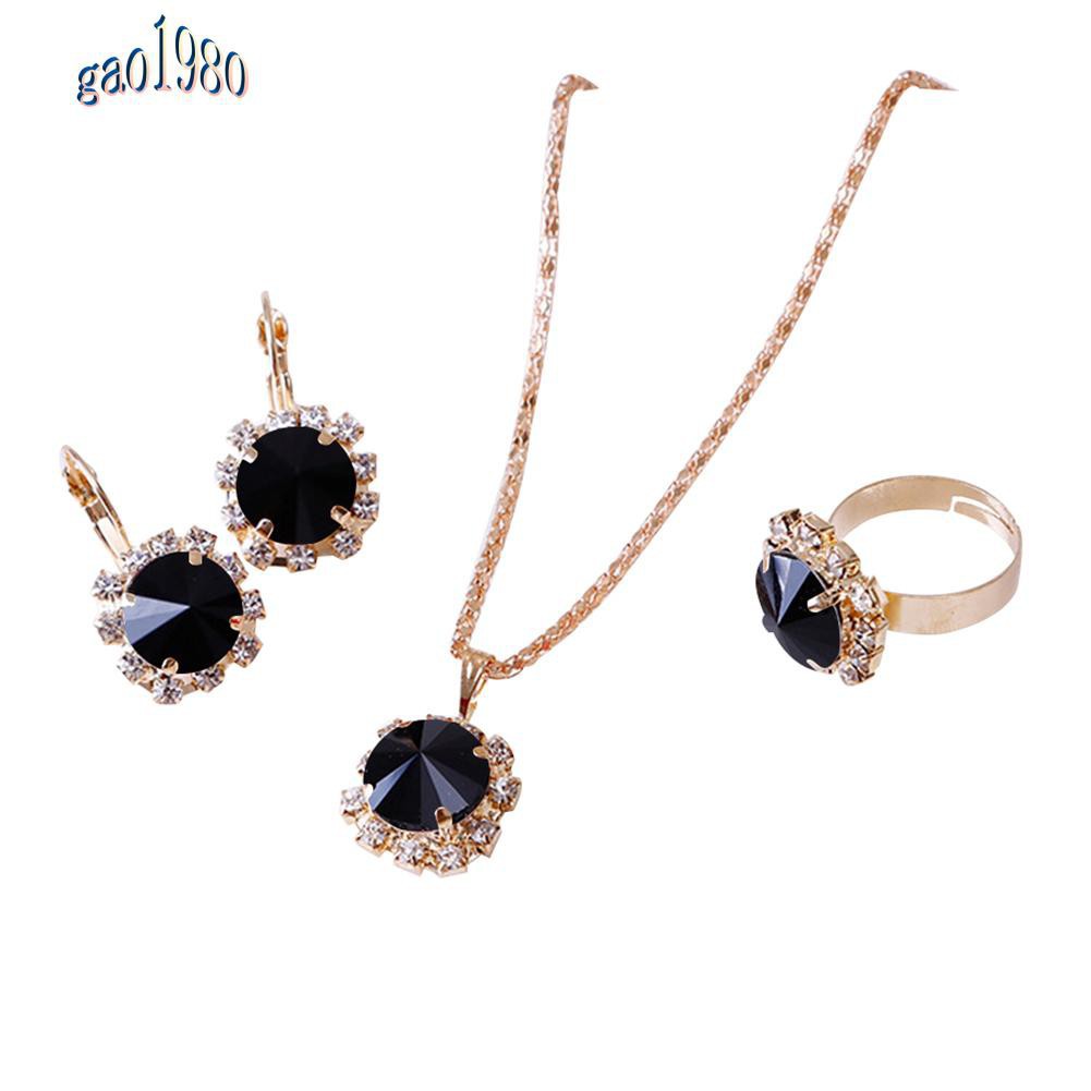 Set Vòng cổ Và Đôi Khuyên Tai Đính Đá Pha Lê Thời Trang Dành Cho Nữ