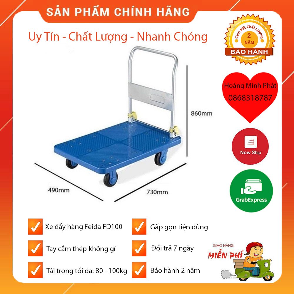 XE ĐẨY HÀNG 100kg Feida FD100 - BẢO HÀNH 2 NĂM. SIÊU CHẮC CHẮN