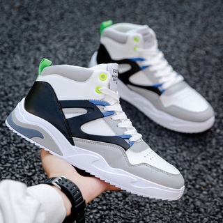 Giày sneaker nam cao cổ cá tính mẫu ghi xám năm 2021