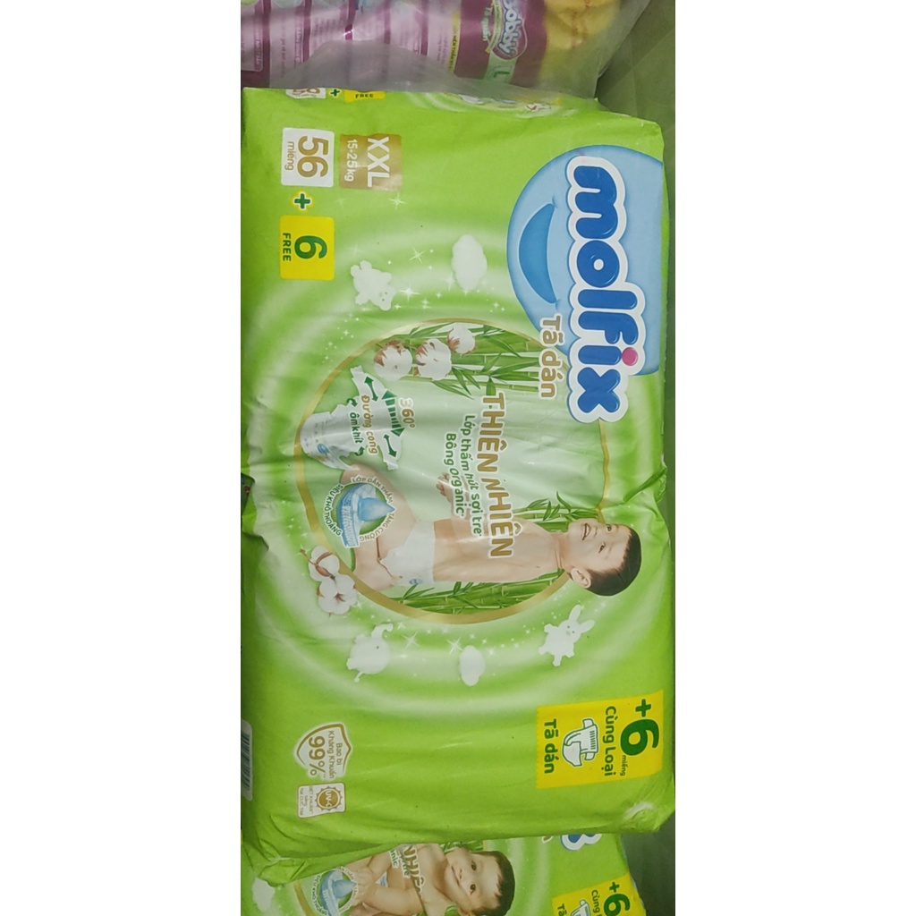 Tã quần Molfix thiên nhiên size XL 62+8 miếng