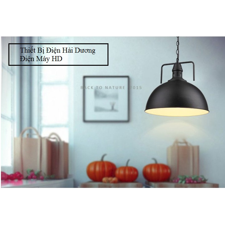 Chao thả trần chao dầu dây xích cổ điển D300 (Đen) - Đường kính chao đèn 30cm - Bảo hành 12 tháng