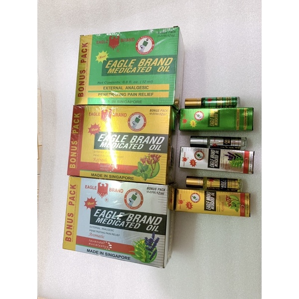 dầu lăn vàng 12ml Singapore mẫu 2 nắp