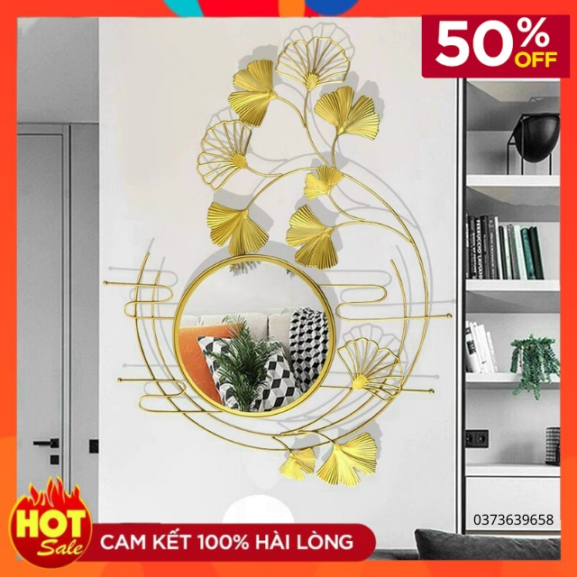 Gương Treo Tường Trang Trí Nhà Cửa Thân Kim Loại Mạ Vàng Mã 108-Gương Soi Phong Thủy -Decor Tường phong giá rẻ,Cách Mới