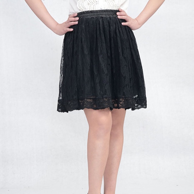 Chân váy big size ren lưng thun màu đen size lớn 4Xl 70-80kg