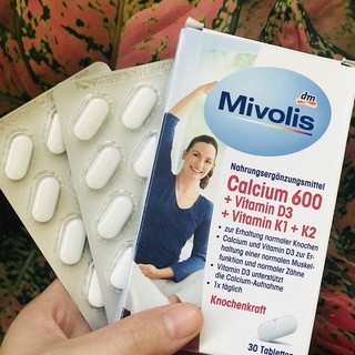 Viên uống mivolis canxi 600 + vitamin d3 + vitamin k1 + vitamin k2, viên 30 viên 51g
