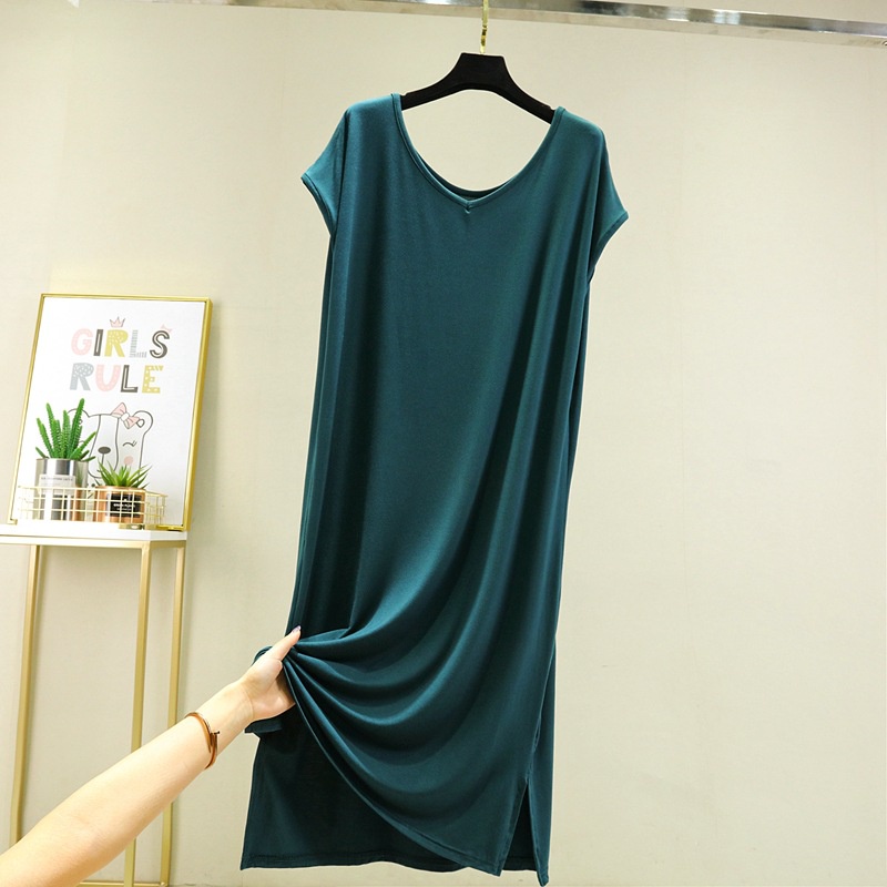 Đầm Cotton Dáng Rộng Tay Ngắn Cổ Tròn Thoải Mái Màu Trơn Cỡ Lớn 2022 Thời Trang Mùa Hè Cho Nữ