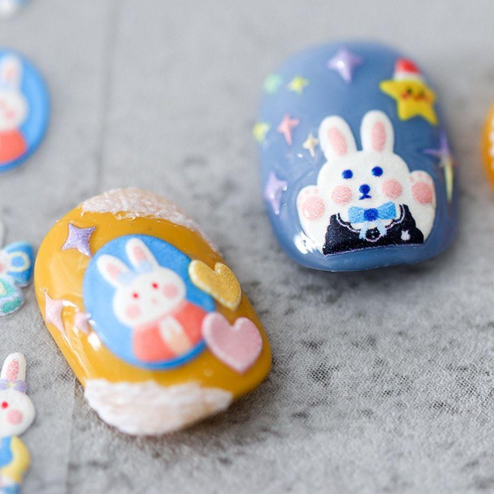 Miếng Dán Trang Trí Móng Tay 3D Hình Thỏ Hoạt Hình Xinh Xắn