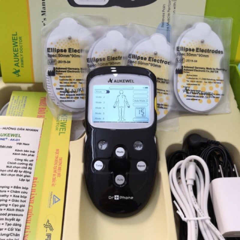 Máy Xung Điện Trị Liệu 8 dán Thế Hệ Mới Dr Phone Aukewel (Pin sạc)