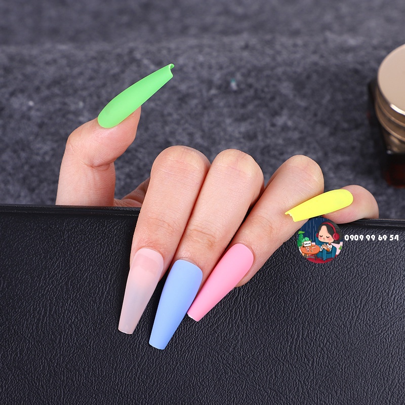 Hộp 24 MATTE - MÓNG TRƠN SƠN MỊN - Form Thang Dài Xtra -  BST Trơn Màu