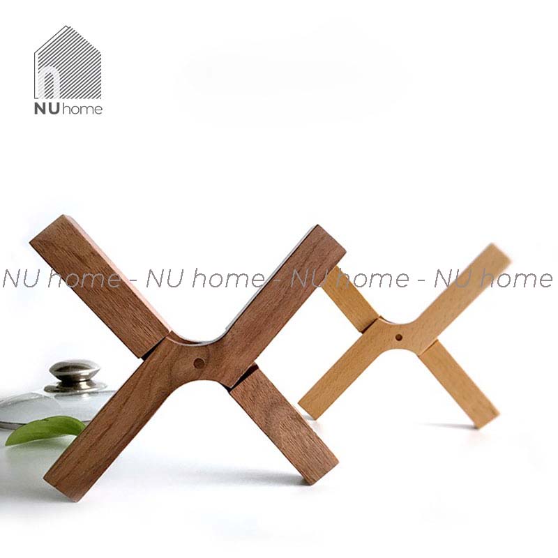 nuhome.vn | Đế lót nồi chữ X thiết kế đơn giản, phong cách mộc mạc với chất liệu bằng gỗ tự nhiên chiụ được nhiệt độ cao