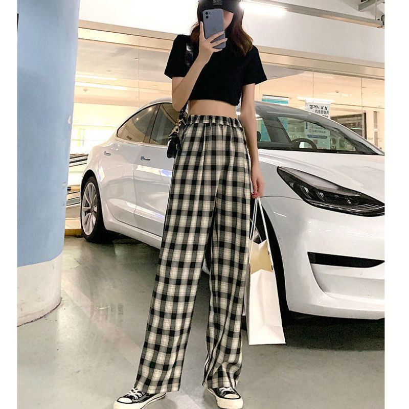 Summer Plaid Slim Long Pants