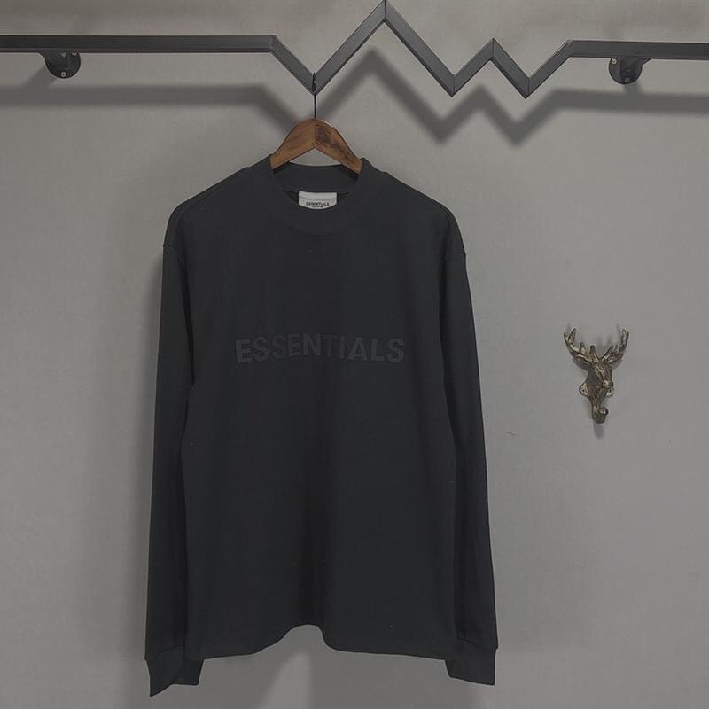 Áo thun tay dài ESSENTIALS unisex form rộng 100% cotton thấm hút mồ hôi