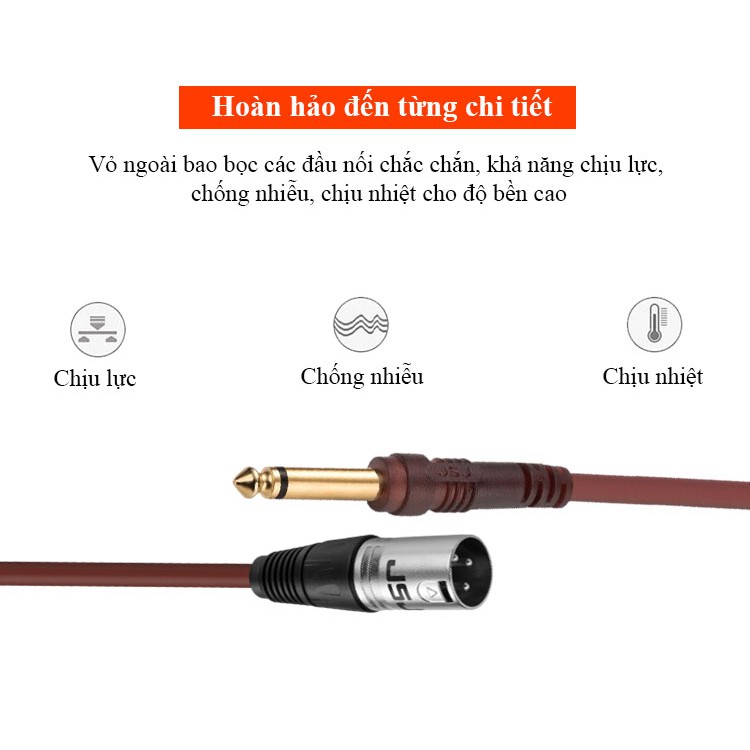 Dây canon xlr đực ra đầu 6 li đực JSJ 804B dài 1m đến 5m khả năng chịu lực chống nhiễu chịu nhiệt độ bền cao