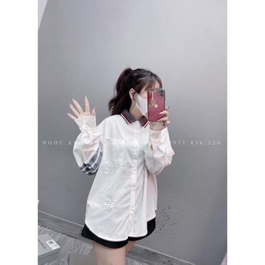 Áo Sơ Mi Sọc Tay THOM Cổ Đức Form Rộng Vải Thô Lụa Mềm Mịn Tay Dài Kiểu Dáng Basic Thời Trang Hàn Quốc