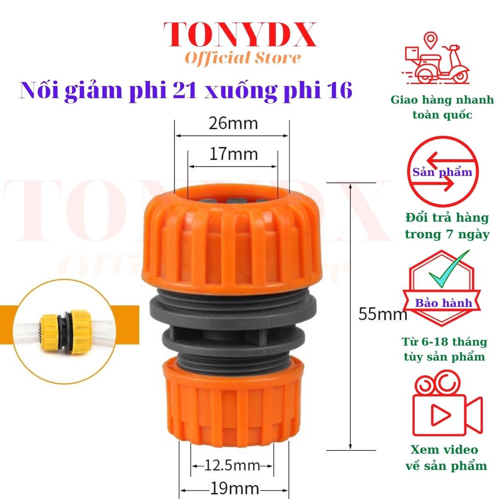 Cút nối giảm, tăng ống dây nước mềm phi 21 xuống 16, phi 27 xuống 21 và ngược lại, nhanh tiện lợi Tonydx store