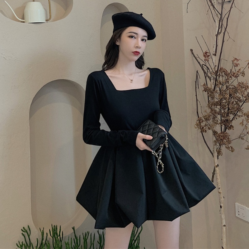 Đầm ngắn thời trang mùa thu Hàn Quốc đơn giản gợi cảm cho nữ