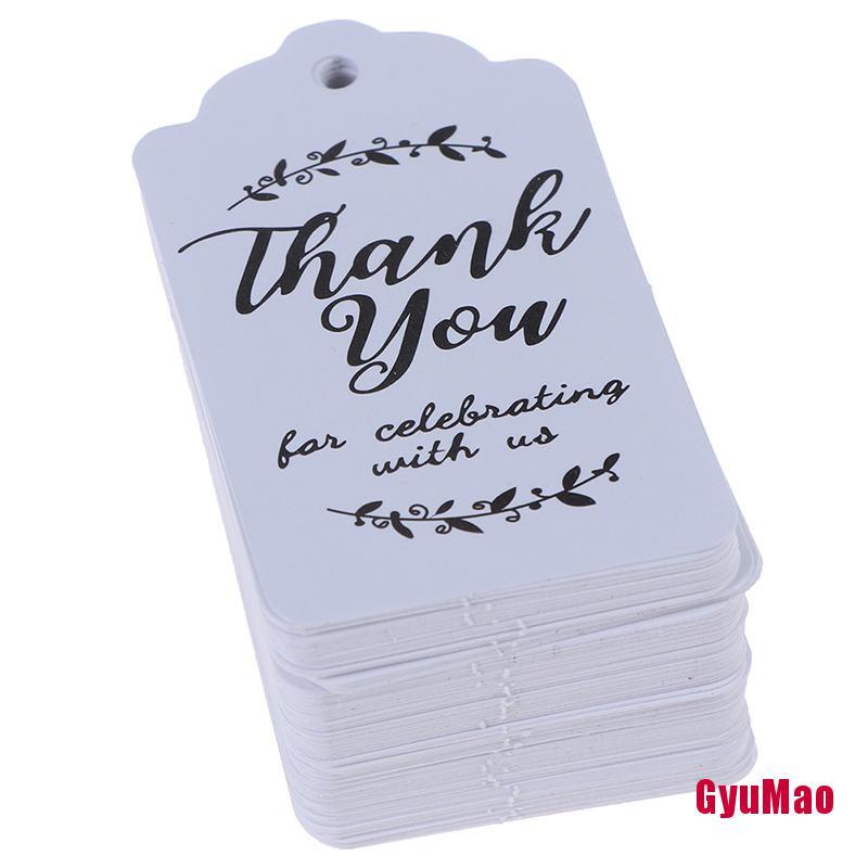 Set 100 Thẻ Giấy Kraft In Chữ Thank You Dùng Để Trang Trí Quà Tặng Tiệc Cưới
