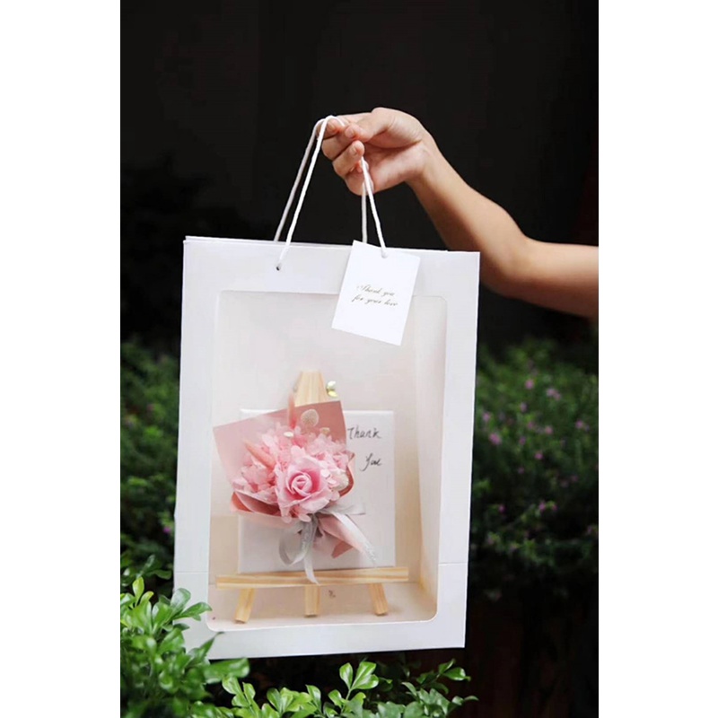 Túi Hộp Giấy Mặt Kính Đựng Bó Hoa,Gấu,Hộp Quà Size lớn 35*25*15cm - Phụ Kiện Gói Hoa