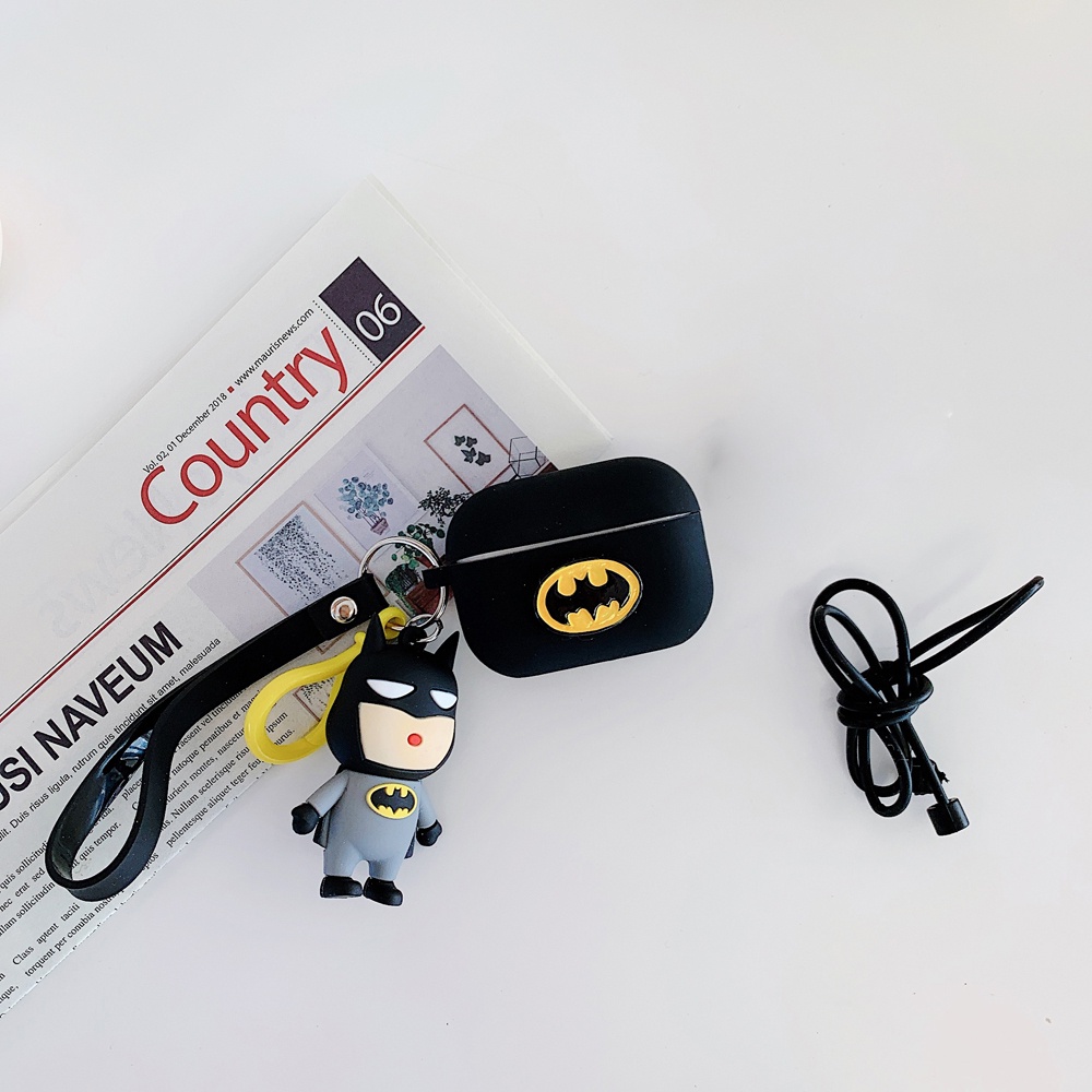 Vỏ bảo vệ hộp sạc tai nghe silicon họa tiết hoạt hình marvel gắn dây đeo chống rơi thích hợp cho airpods pro 13 3 pro