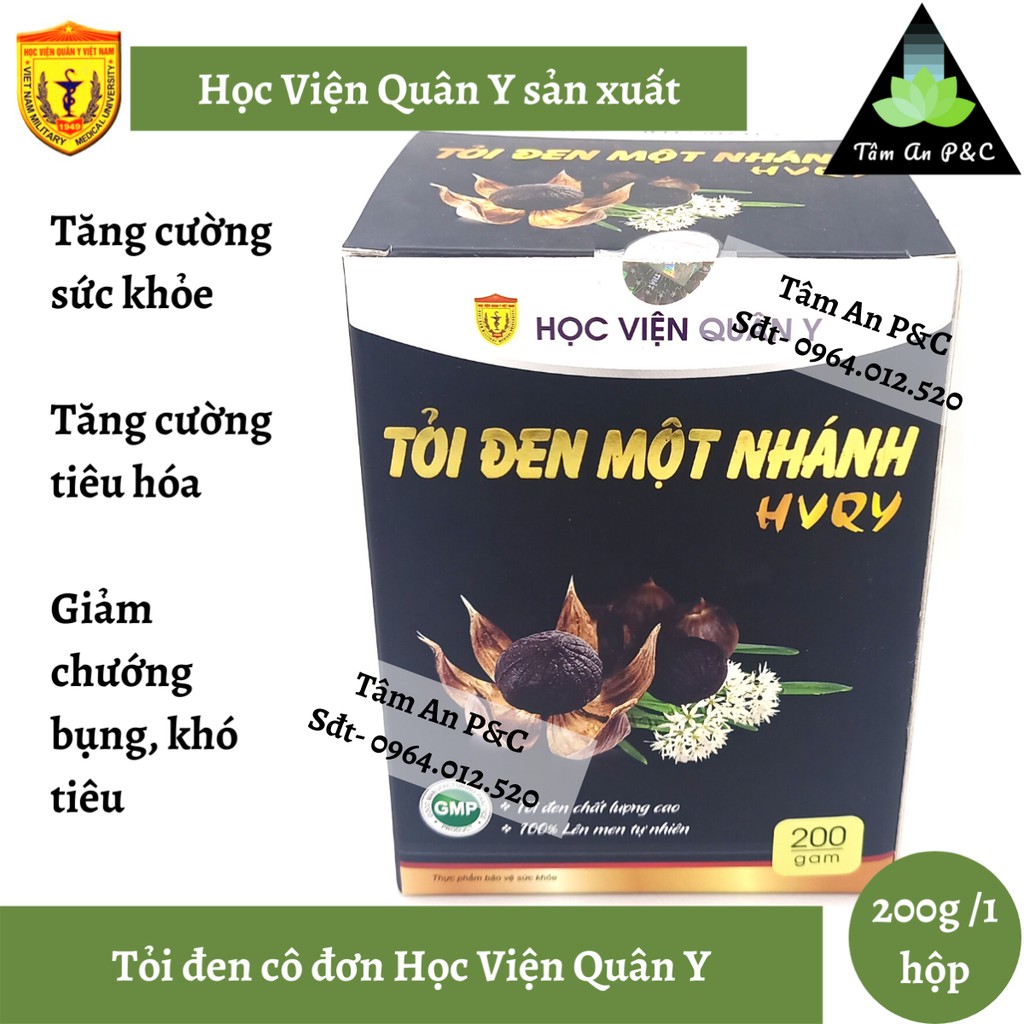 Tỏi đen một nhánh (tỏi đen cô đơn) Học Viện Quân Y (hộp 200g)-Tăng cường sức khỏe, cải thiện chức năng dạ dày-CHÍNH HÃNG